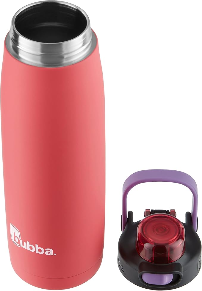 Bubba Radiant Stainless Steel Water Bottle with Push-Button Chug Lid 24oz., Electric Berry Rubberized