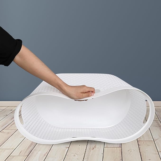 4-Pack Easy Carry Clothes Hamper, Laundry Basket for the Laundry Room, White