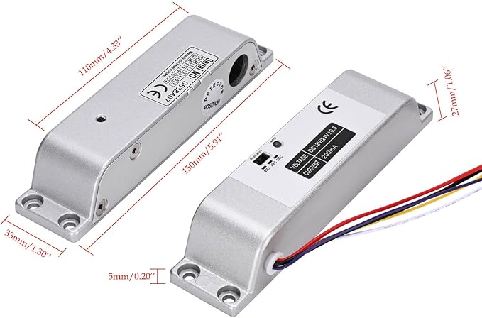 Electric Drop Bolt Lock with 4 Remote Controls Fail Safe Door Access Control Kit with Power Supply and Exit Button Easy DIY Install for Home/Office Security