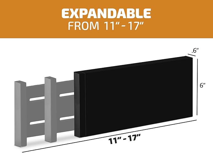 6 Pack Drawer Dividers 6 Inch High, 11”-17" Adjustable Bamboo Organizers Large Expandable Drawer Separators for Cloths, Dresser, Bedroom, Bathroom, Baby Drawer, Office & Kitchen Utensils (Black)