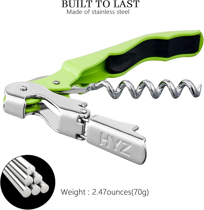 HYZ 2-Pack Wine Opener Waiter Corkscrew, Professional Wine Key for Servers, Bartender with Foil Cutter, Manual Wine Bottle Opener Double Hinged (Cyan)