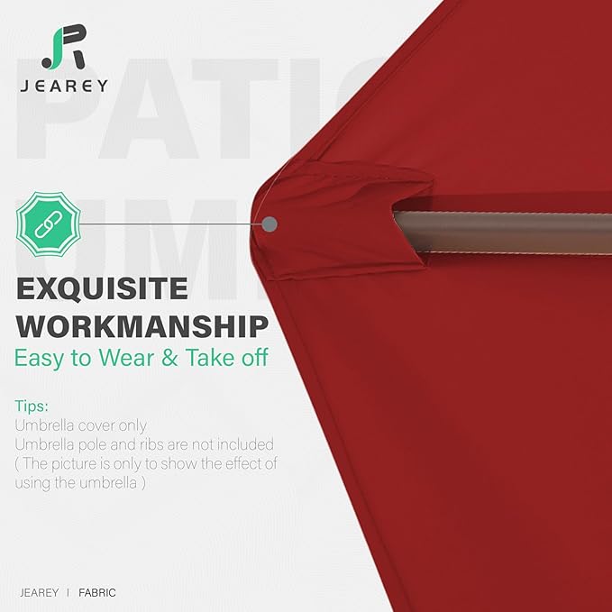 JEAREY 9 ft Patio Umbrella Replacement Canopy for 8 Ribs, Table Market Yard Umbrella Replacement Top Cover-Red (Canopy Only)