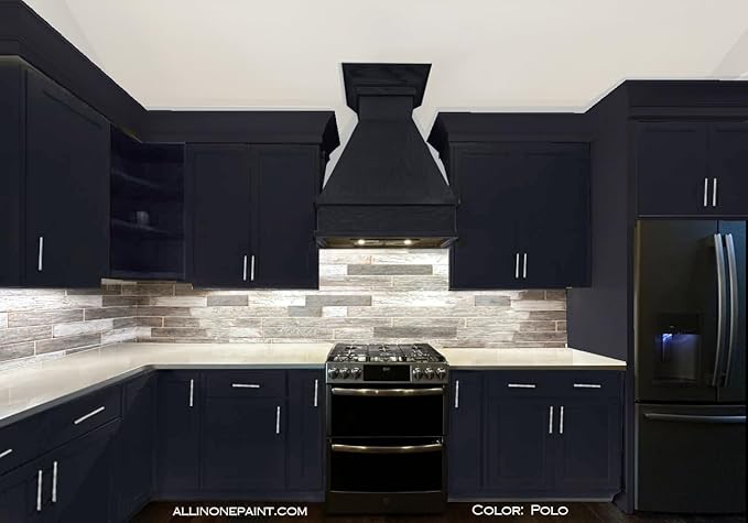 ALL-IN-ONE Paint, Durable cabinet and furniture paint. Built in primer and top coat, no sanding needed. Includes our 30 featured color card - Polo (dark navy), 8oz Sample