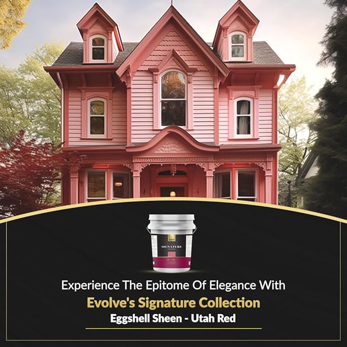 EVOLVE Signature Paint & Primer: Luxury Paint & Primer for Indoor & Outdoor Surfaces, Minimal Odor, Eggshell Sheen (Utah Red, 5 Gallon)