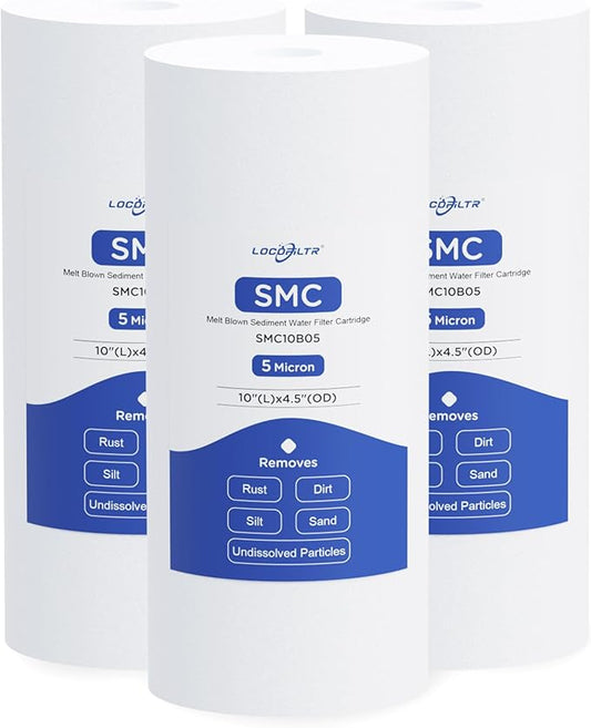Whole House Water Filter Cartridge Replacement for Well Water, 5 Micron Water Filter 10" x 4.5" Melt Blown PP Sediment Water Filter Compatible with GXWH35F, GXWH30C, HD-950, W15-PR - 3 Pack