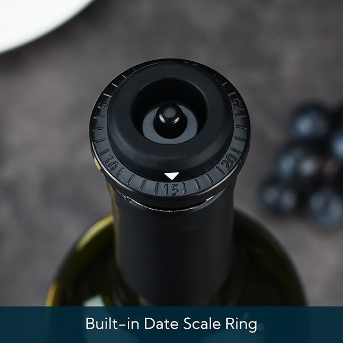 KITCHENDAO Wine Saver Vacuum Stoppers for Wine Bottles,Keep Wine Fresh for Up to a Week with Airtight Seal,Suitable for KITCHENDAO Wine Saver Pump,Set of 4 (Black)