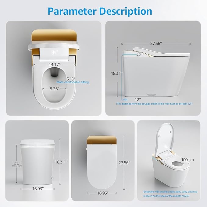 Smart One-Piece Toilet with Built-in Bidet, Elongated Tankless Design, Instant Warm Water, Dual Flush with Auto & Foot Sensor, Heated Seat, ADA Height, Foam Shield, Modern Bathroom Toilet