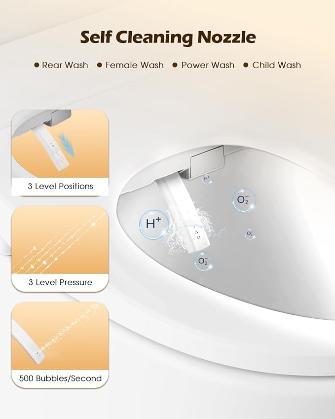 iliD Smart Max Bidet Toilet Seat, Electric Elongated Ecoseat with Four Cleaning Modes, Auto Open/Close, Wider Seat, Ultra Slim, Female Wash and Rear Wash