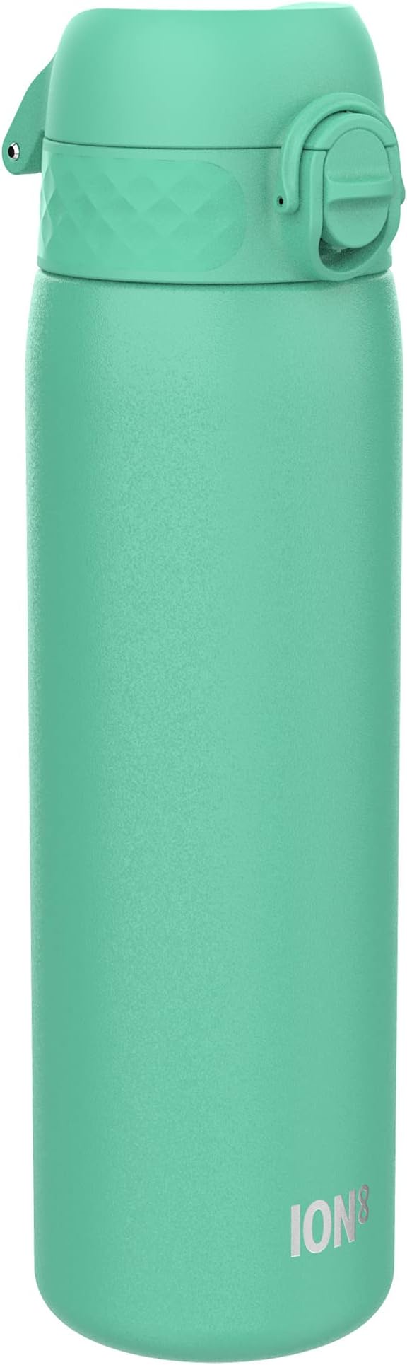 ION8 Steel Water Bottle, 600 ml/20 oz, Leak Proof, Easy to Open, Secure Lock, Dishwasher Safe, Flip Cover, Fits Cup Holders, Carry Handle, Durable, Scratch Resistant, Carbon Neutral, Teal Green