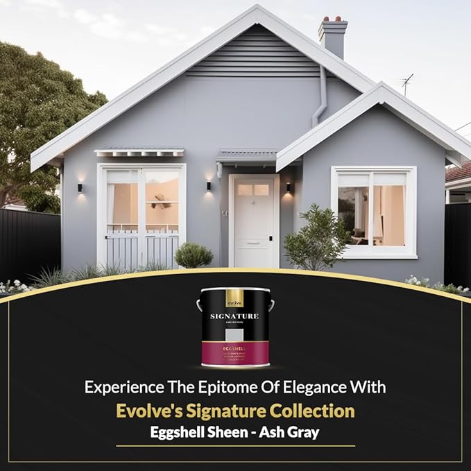 EVOLVE Signature Paint & Primer: Luxury Paint & Primer for Indoor & Outdoor Surfaces, Minimal Odor, Eggshell Sheen (Ash Gray, 1 Gallon)