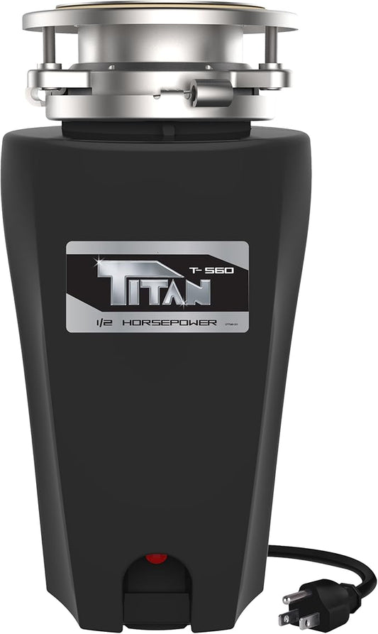 TITAN 10-US-TN-560-3B Torque Garbage Disposal System with Stainless Steel Impellers & Griding Components, Black (1/2 HP | Economy)