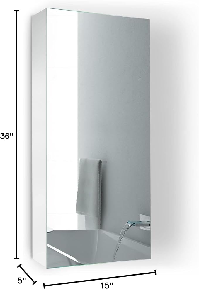 Krugg Medicine Cabinet | Recess or Surface Mount | Blum Hinge 170 Degree Soft Close|(15"x36")