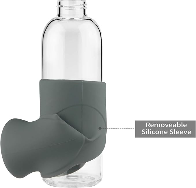 32 oz Borosilicate Glass Water Bottle BPA Free Reusable Glass Drinking Bottle with Silicone Sleeve and Stainless steel Lid