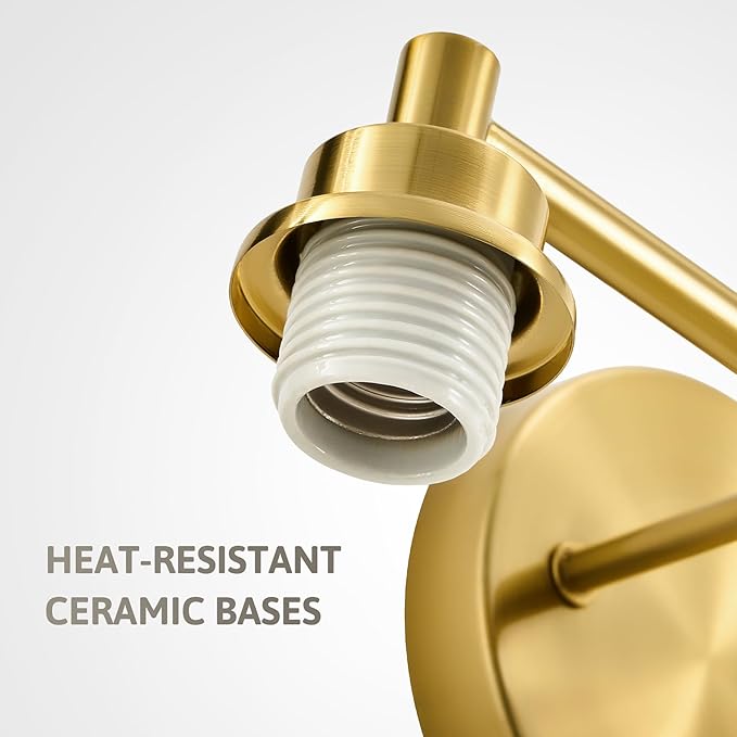 VONLUCE Bathroom Light Fixtures, 4-Light Vanity Light with Globe Glass Shades E26 Sockets, Bathroom Lights Over Mirror for Bedroom Hallway Living Room, Gold Finish