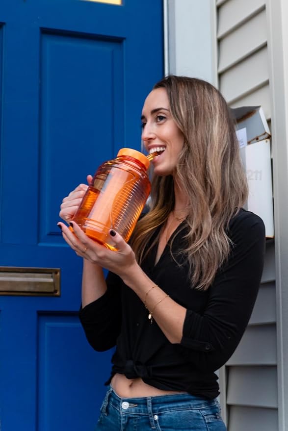 COOL GEAR 2-Pack 80 oz Big Freeze Sports Water Bottle with Freezer Stick and Handle | Hydrating Colored Water Bottle - Pink