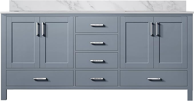 Big Sur 60 in. W x 22 in. D Dark Grey Double Bath Vanity and Carrara Marble Top