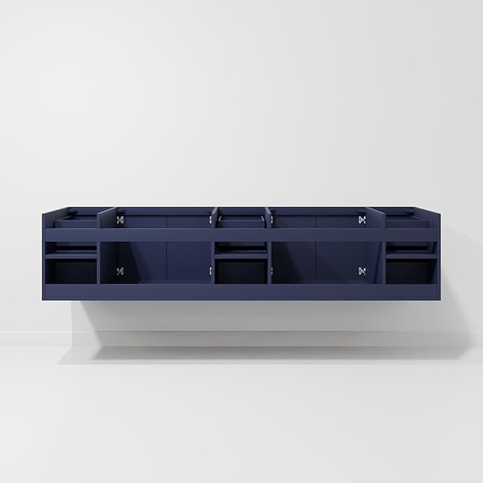 Sonoma 84 in. W x 22 in. D Navy Blue Double Bath Vanity and Carrara Marble Top