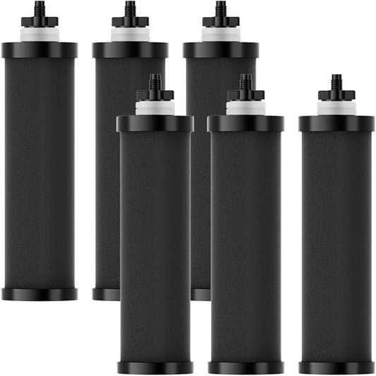 Water Filter Replacement for Berkey, Water Filter System Black Activated Carbon Block Filters Compatible with Berkey® BB9-2® Gravity Filtration System, Pack of 6