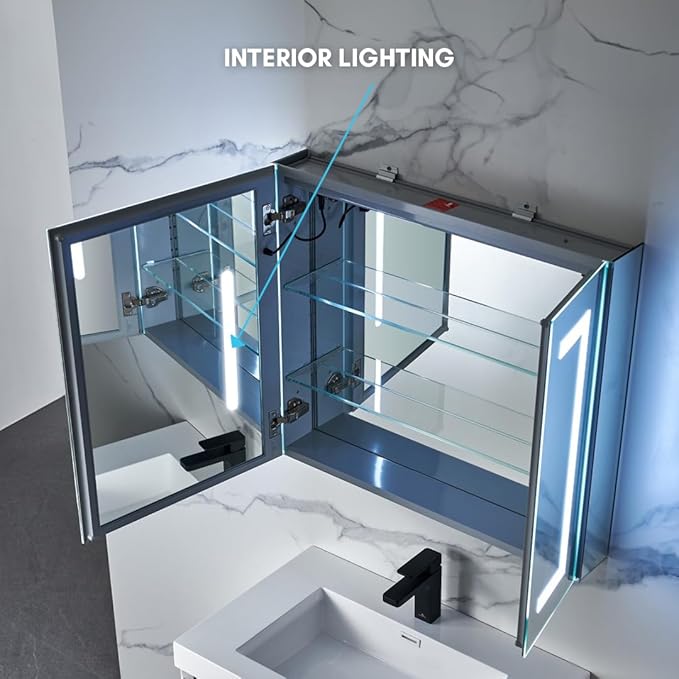 Blossom LED Medicine Cabinet Mirror for Bathroom 30x26 - Lighted Medicine Cabinet with Mirror - Recessed/Surface Mount - Anti-Fog, Dimmable, 3 Color Light Makeup - Wall Mounted Storage Cabinet