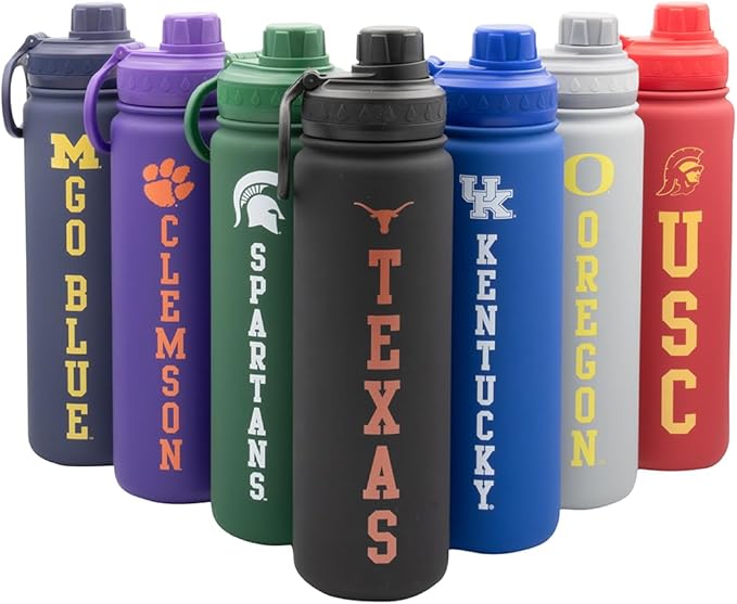 University of Texas Water Bottle - Black Double Walled Stainless Steel 24 oz Keeps Drinks Cold or Hot