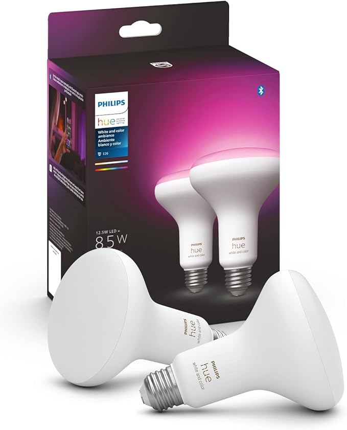 Philips Hue White and Color Ambiance BR30 LED Smart Bulbs, 2-Pack and 1-Pack Bundle