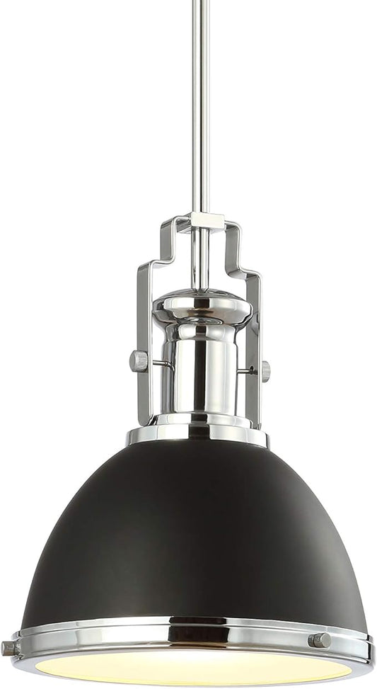 JONATHAN Y JYL9535B Homer 10" Iron/Glass Adjustable Vintage LED Kitchen Pendant for Living Room Bedroom, Bohemian Classic, Black/Chrome