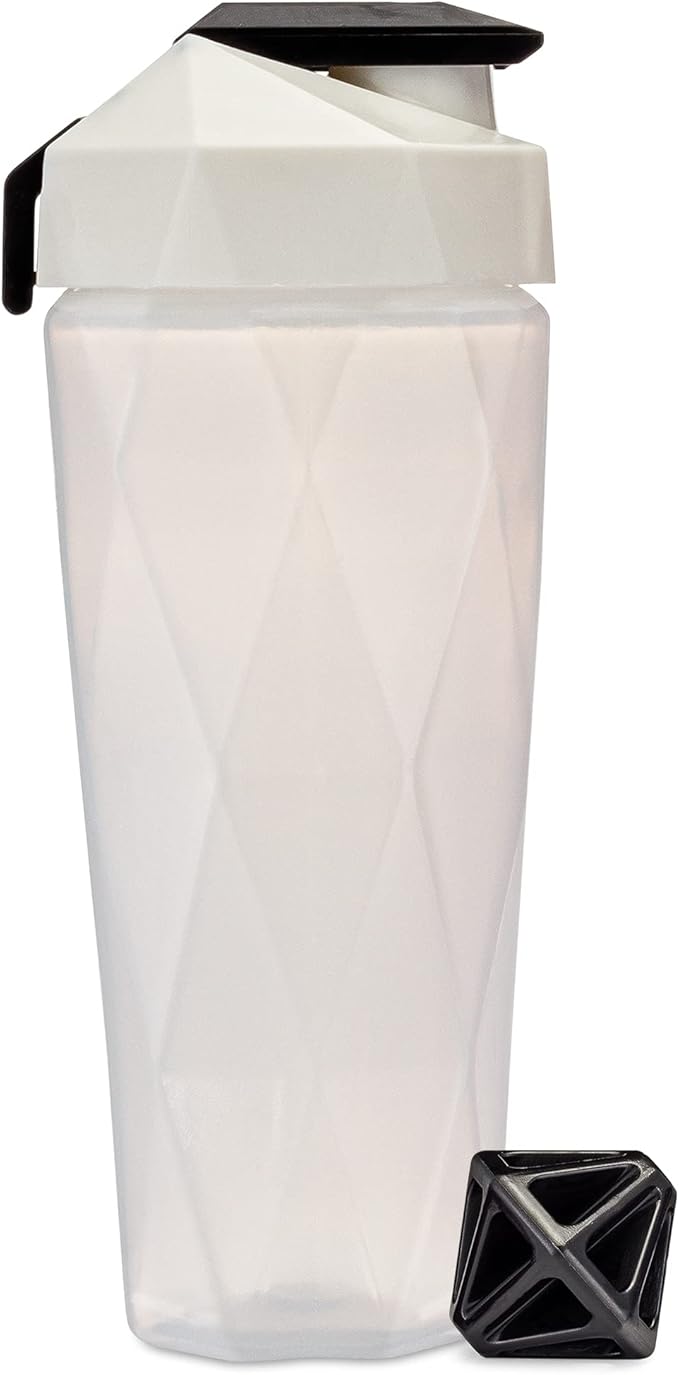 Classic 28oz Blender Shaker Bottle | Protein Shaker Bottle with Diamond Agitator | Shaker Cup with Carrying Handle and Dishwasher Safe | White - 28-Ounces