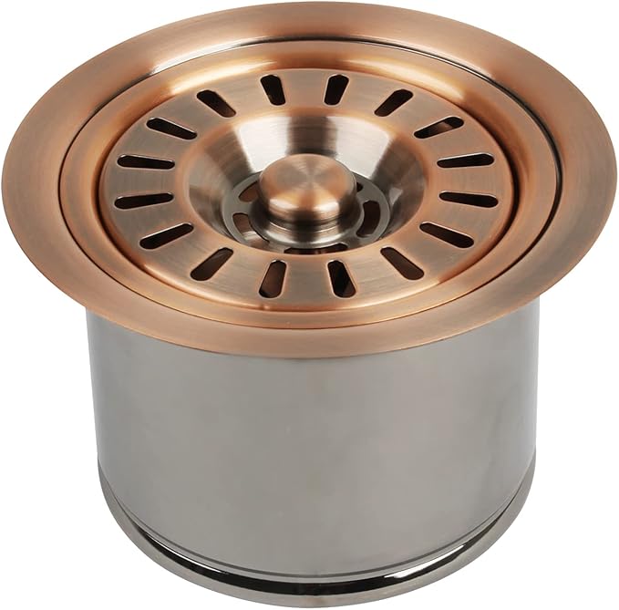 Akicon Kitchen Sink Copper Finish Garbage Disposal Flange Stopper, One Size Disposal Rim, Fit 3-1/2 Inch Standard Sink Drain Hole 2.85" Height