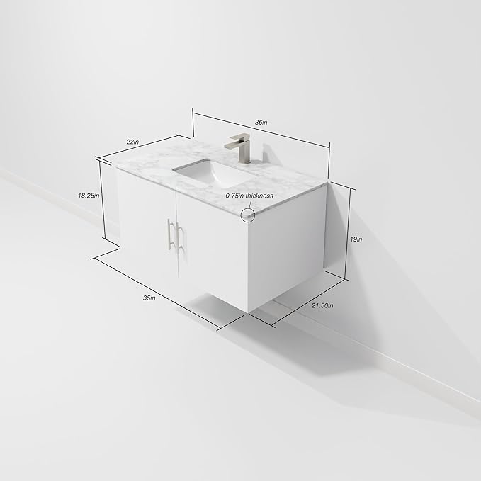 Sonoma 36 in. W X 22 in. D Glossy White Single Bath Vanity Cabinet Without Countertop