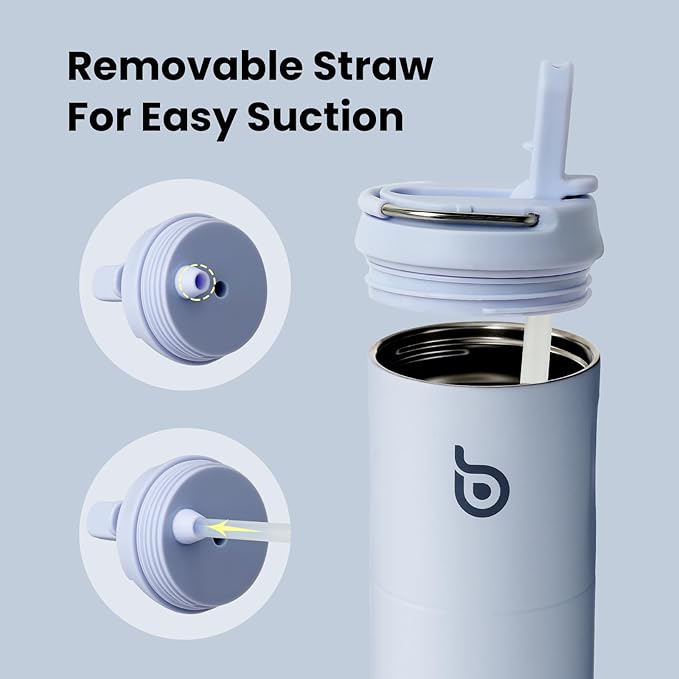 BOTTLE BOTTLE Insulated Water Bottle 24oz with Straw Lid and Handle for Sports Travel Gym Stainless Steel Water Bottles Double-Wall Vacuum Metal Thermos Bottles Leak Proof BPA-Free