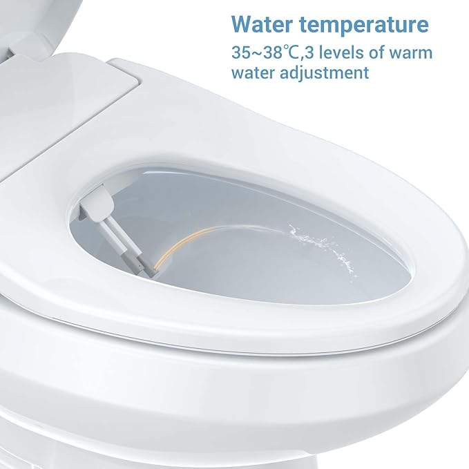 Electric Bidet Toilet Seats, Heated Seat with Warm Water, Night Light, Slow-Close Lid, Self-Cleaning Nozzles, Easy Installation