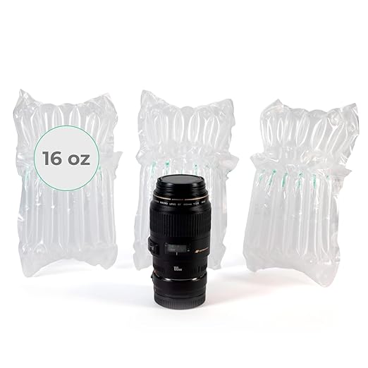 IDL Packaging Inflated 16 oz Bottle Air Bags, Self Sealed, Pack of 3 - Reusable Air Column Bags for Packing, Travel and Shipping - Cushioning Protector for Glass, Ceramic, Breakables
