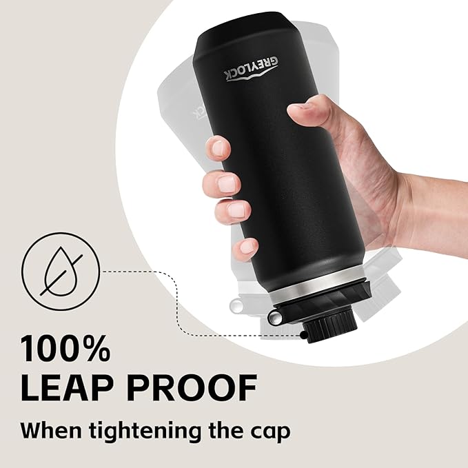 Greylock 20 oz Black Water Bottle Insulated with Straw Lid, Reusable Metal Water Bottle Stainless Steel with Carry Handle for Travel,Sports, BPA-Free Leak Proof When Closed, Cold for 24 Hours