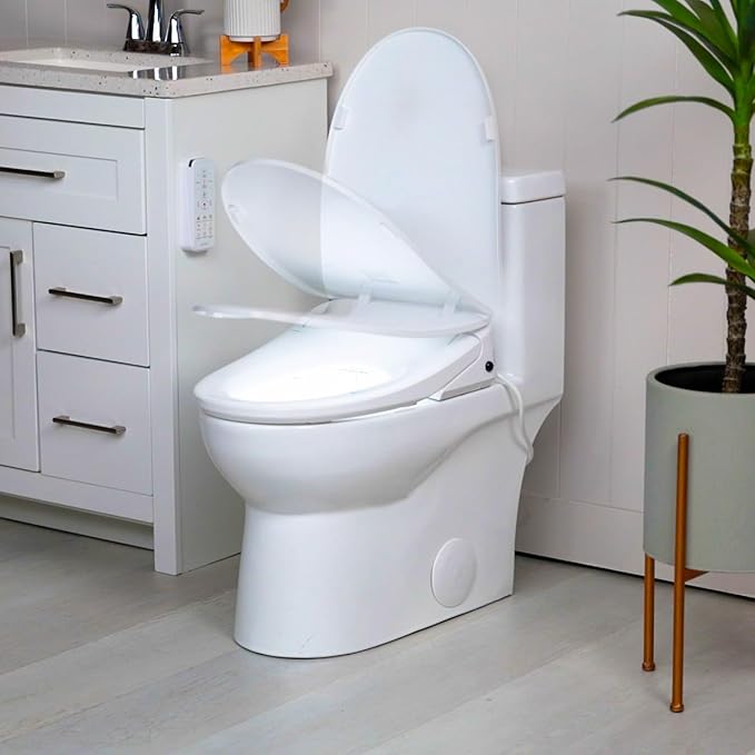 ALPHA BIDET UXA Pearl Auto Bidet Toilet Seat in Elongated White | Endless Warm Water | Automatic Lid and Seat | Arced Stainless Steel Nozzle | LED Nightlight | Dryer | Deodorizer | 3 Year Warranty