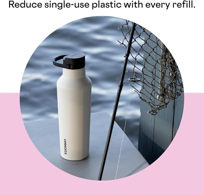 Corkcicle Sport Canteen Insulated Tumbler, Sun-Soaked Pink, 32 oz – Reusable Water Bottle Keeps Beverages Cold for 25 Hours & Hot 12 Hours – Cupholder Friendly Tumbler with Screw-On Cap