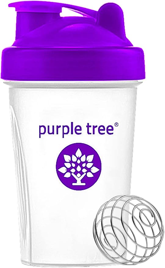purple tree Protein Shake Bottle, Leak Proof Mixer Cup with Stainless Steel Blending Ball | 20 Oz Shaker Blender for Protein, Hydration & Supplement Mixes