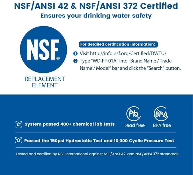 Waterdrop WD-FF-01A Replacement Filter, Faucet Water Filter, Replacement for WD-FC-01, WD-FC-02, WD-FC-06, Reduces Chlorine, Taste and Odor, Last Up to 3 Months (Pack of 1)