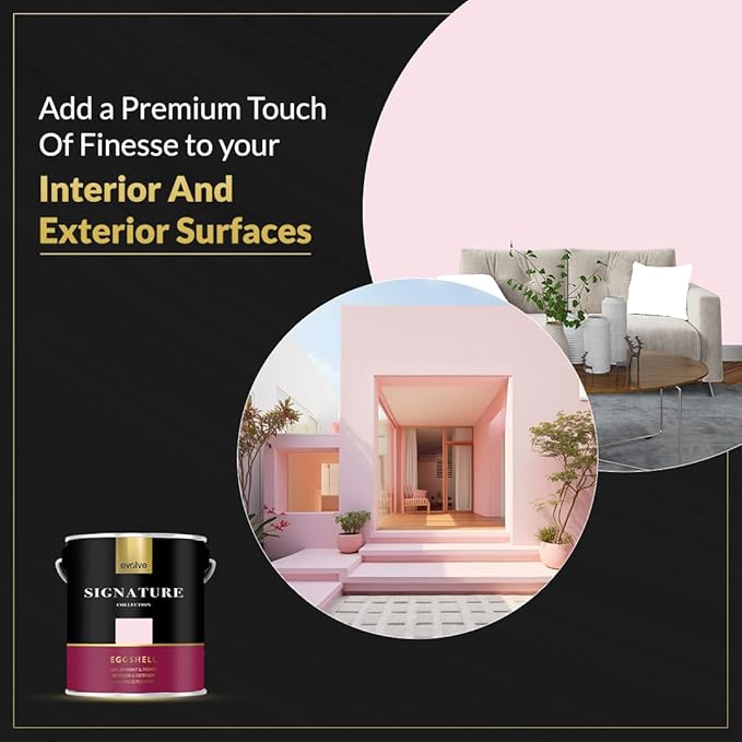 EVOLVE Signature Paint & Primer: Luxury Paint & Primer for Indoor & Outdoor Surfaces, Minimal Odor, Eggshell Sheen (Petal Pink, 1 Gallon)
