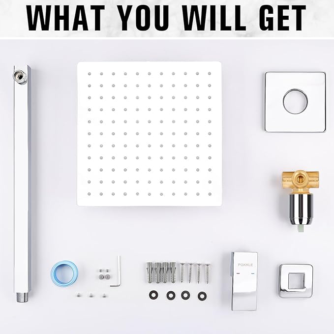 10 Inch Rainfall Shower Faucet Single Function Shower Trim Kit with Rough-in Valve Shower Set Square Stainless Steel Metal Touch-Clean Shower Head Chrome