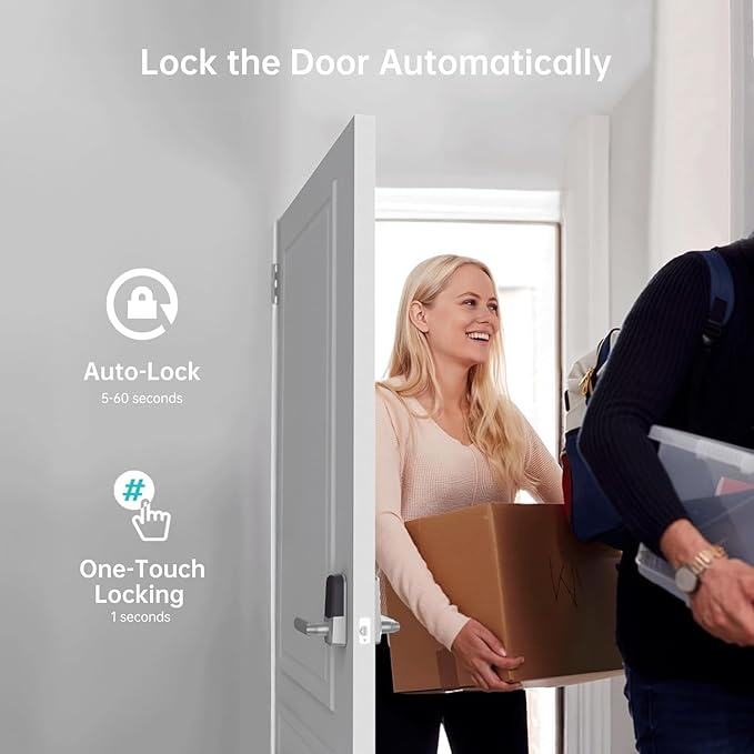 Smart WiFi Door Lock with Handle: Hornbill Keyless Entry with Remote Unlock Code Keypad Fingerprint Auto Lock - Electronic Bluetooth Digital Lever Front Interior Door Lock