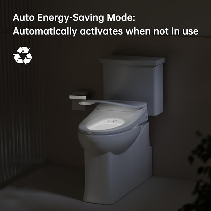 Auto Open Close Bidet Toilet Seat, Elongated with Endless Warm Water, Seat Heating, Night Light, Warm Air Dryer, Advanced Bidet Attachment for Toilets