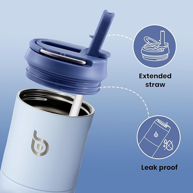 BOTTLE BOTTLE Insulated Water Bottle 24oz with Straw Lid and Handle for Sports Travel Gym Stainless Steel Water Bottles Double-Wall Vacuum Metal Thermos Bottles Leak Proof BPA-Free