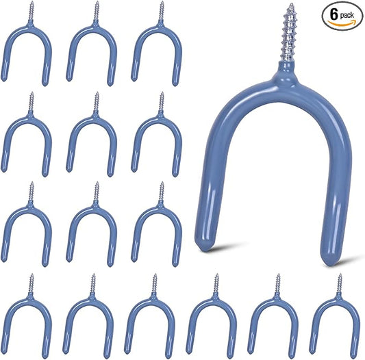 Lian.Ripple.Lian16 Pack Garage Storage System Steel U Hooks with Anti-Slip Coating Home Improvement and Organization Screw in Hooks Easy Wall Mounting Heavy Duty Bike and Ladder (Grey, 16 Pack)
