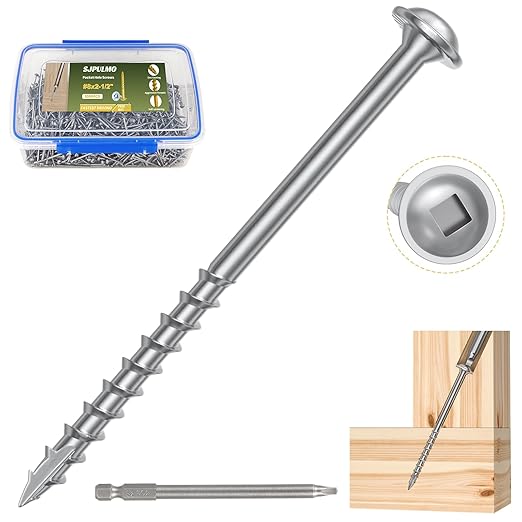 Pocket Hole Screws 2-1/2 Inch，1000Pcs Exterior Pocket Screws #8 X 2-1/2" Reverse-Thread 2X Faster Self-Tapping for Woodworking DIY Projects Pocket Joinery Drive Bit Included(Silver)