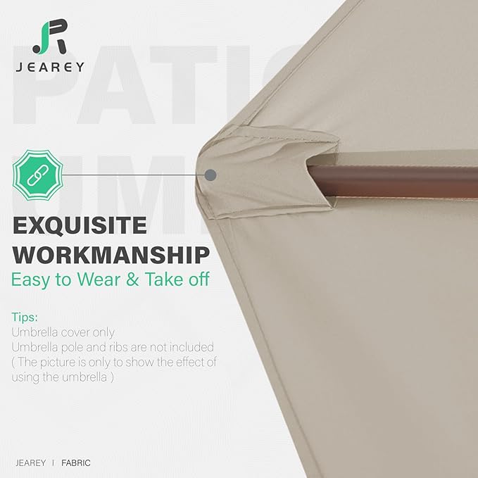 JEAREY 9 ft Patio Umbrella Replacement Canopy for 8 Ribs, Table Market Yard Umbrella Replacement Top Cover-Fog Gray (Canopy Only)