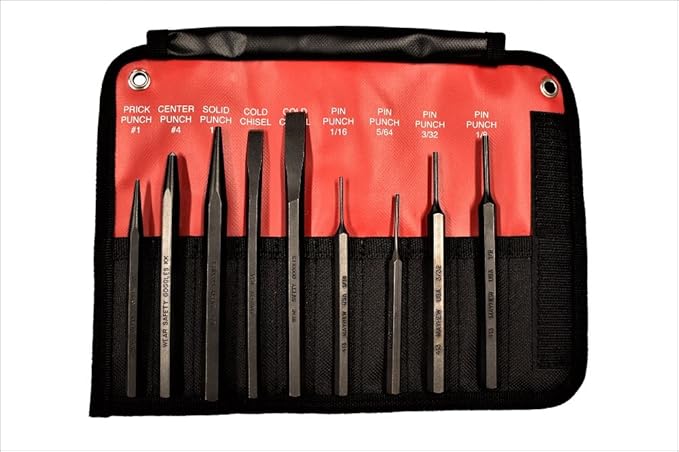 Mayhew Tools 61409 Punch and Chisel Set, Black Oxide Finish, 9-Piece