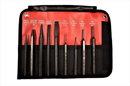 Mayhew Tools 61409 Punch and Chisel Set, Black Oxide Finish, 9-Piece