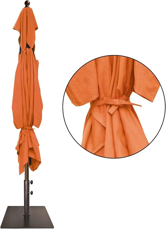 EliteShade USA 10-Year-Non-Fading 6.5x10Ft Rectangular Market Umbrella Patio Umbrella Outdoor Table Umbrella with Ventilation（Rust）