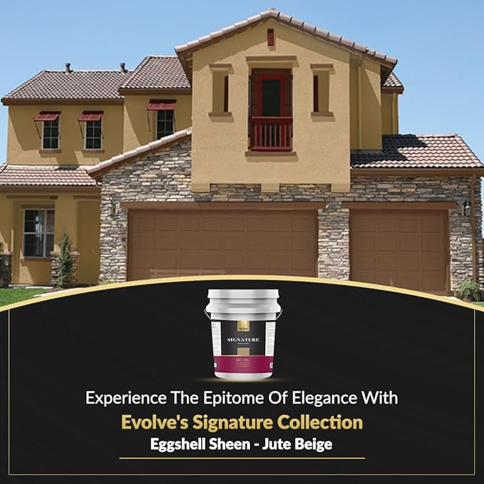 EVOLVE Signature Paint & Primer: Luxury Paint & Primer for Indoor & Outdoor Surfaces, Minimal Odor, Eggshell Sheen (Jute Beige, 5 Gallon)