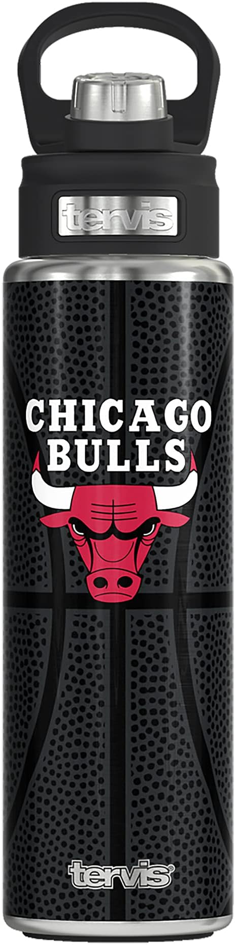 Tervis NBA Chicago Bulls Leather Triple Walled Insulated Tumbler, 24oz Wide Mouth Bottle, Stainless Steel